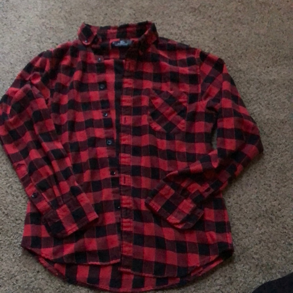 Emiqude Red and Black Buffalo Check Button Up Flannel (size S/slim fit)
